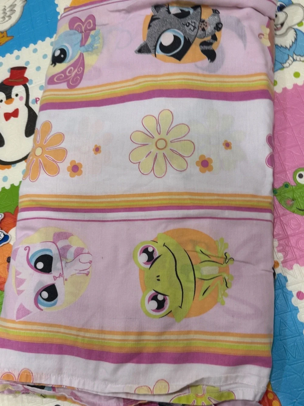Vintage 2008 Littlest Pet Shop sheet flat cat frog bunny y2k full LPS nostalgia